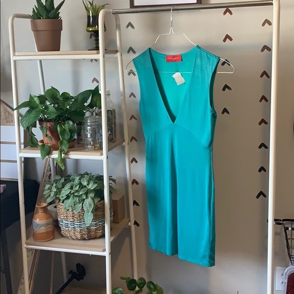 NWT Bodycon Silky Akira Mini Dress, teal - Picture 1 of 3